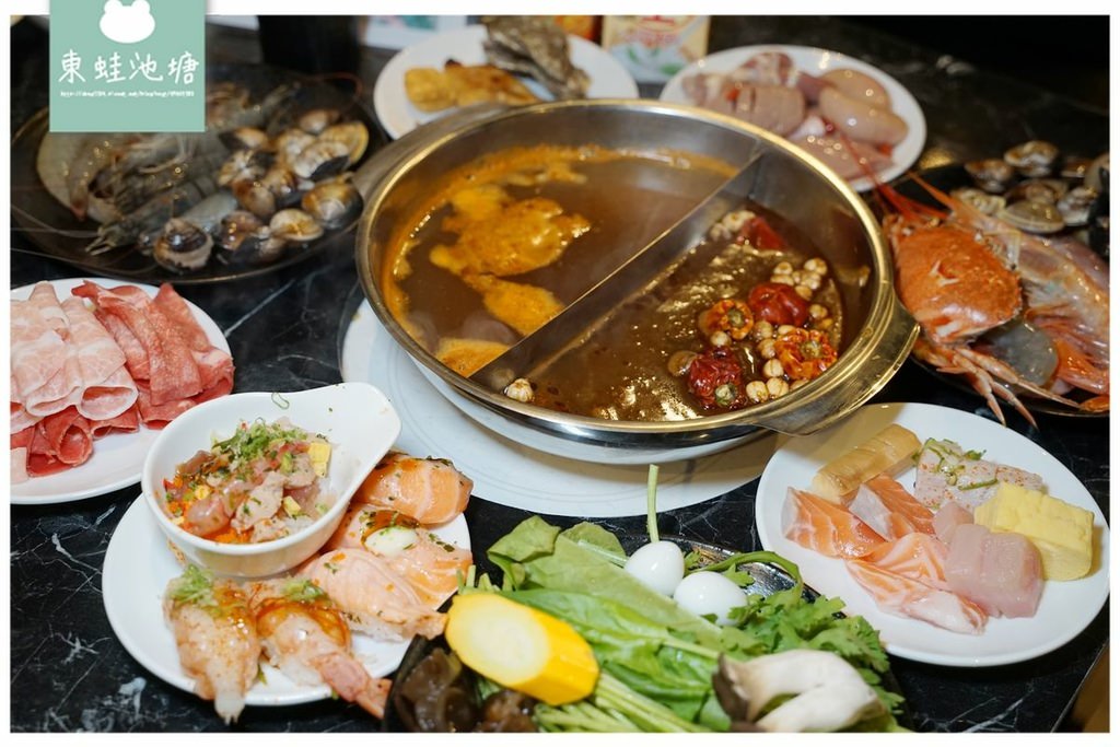 台北公司聚餐吃到飽 嗨蝦蝦百匯鍋物光復店 鴛鴦鍋/握壽司生魚片/天使紅蝦/雞佛無限量供應