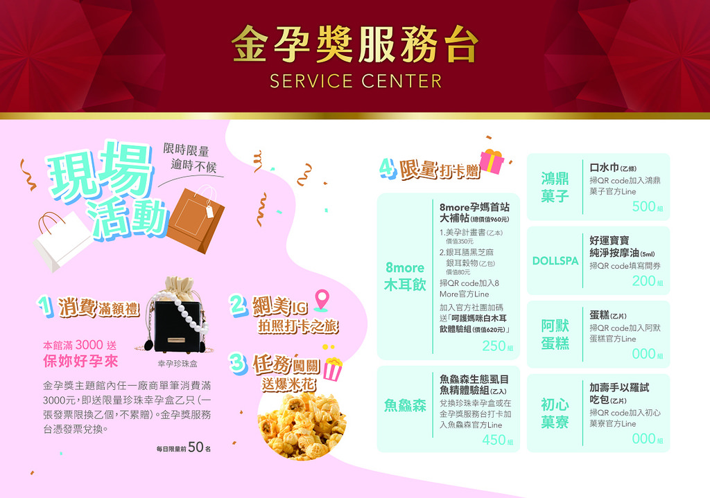 【第35屆台北國際婦幼用品大展攻略大公開】金孕獎主題館免費贈品拿不完 幸孕珍珠盒/白木耳飲/虱目魚精/口水巾/寶寶按摩油/蛋糕試吃包通通免費送
